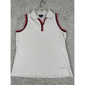 Burberry Golf Sleeveless Polo Top Beige Collared Women's Size Medium VTG *